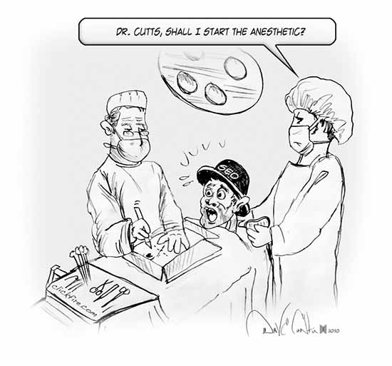 Matt Cutts Doing Surgery on a Black Hat SEO - Cartoon