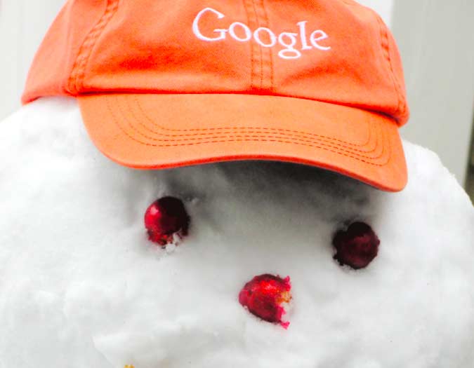 Snowman with Google hat - Cold Temperatures in the Office